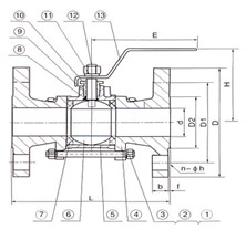 三片式法蘭球閥結(jié)構(gòu)圖 三片式法蘭球閥結(jié)構(gòu)圖